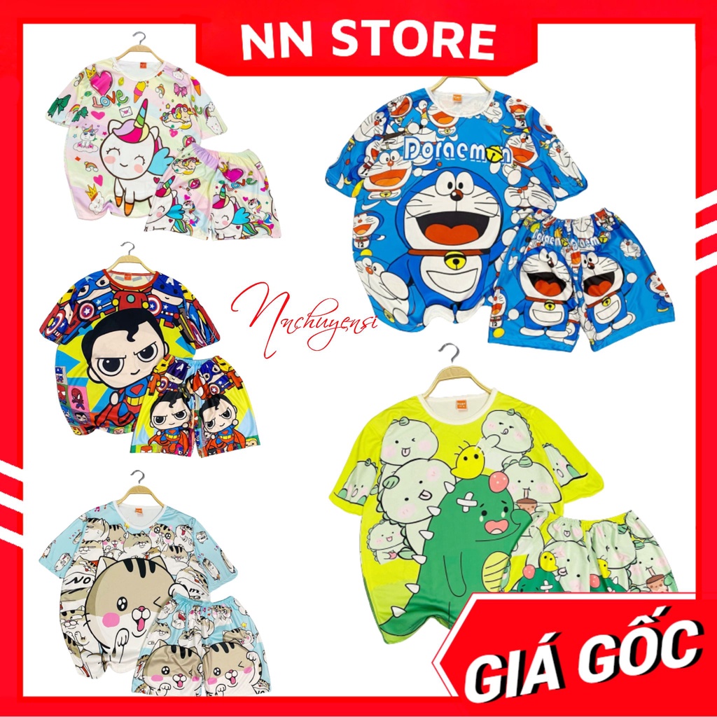 Đồ bộ bé trai bé gái dưới 13kg hoạt hình siêu nhân Doremon Kitty dễ thương chất thun mềm mịn mát DBRBD TỔNG HỢP SIZE 4