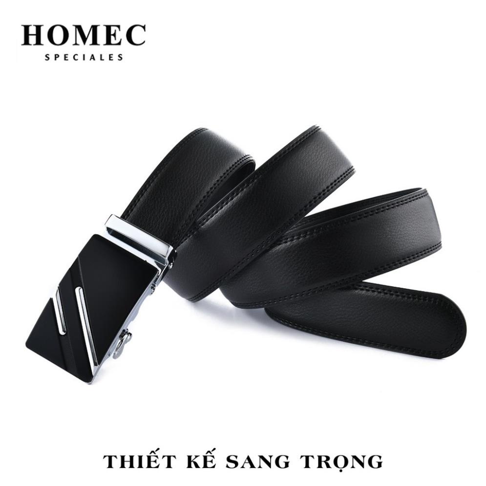 Thắt lưng Nam chất liệu da cao cấp HOMEC 56 khóa tự động kiểu dáng hiện đại - Dây lưng nam cao cấp - HOMEC !