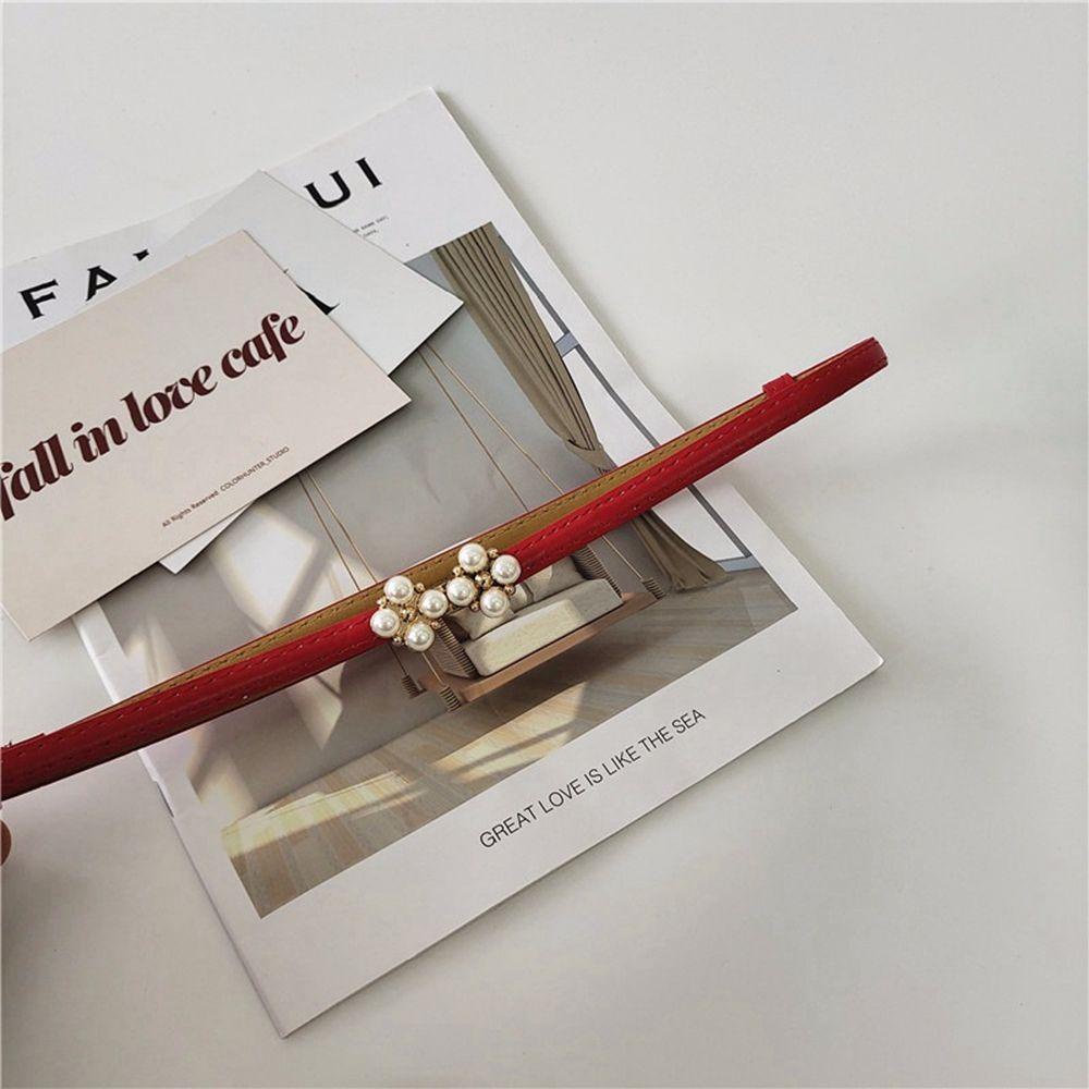 Thắt Lưng Da PU Mặt Hoa Đính Ngọc Trai Nhân Tạo Thời Trang