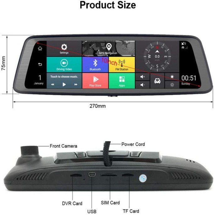 Sản Phẩm Camera hành trình 360 độ ô tô. Thương hiệu cao cấp Whexune - K950 (tích hợp 4 camera, Android Wifi GPS) | BigBuy360 - bigbuy360.vn