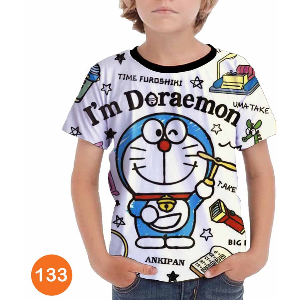 Áo Thun Cotton In Hình Doraemon 3D Trẻ Em COWO-133