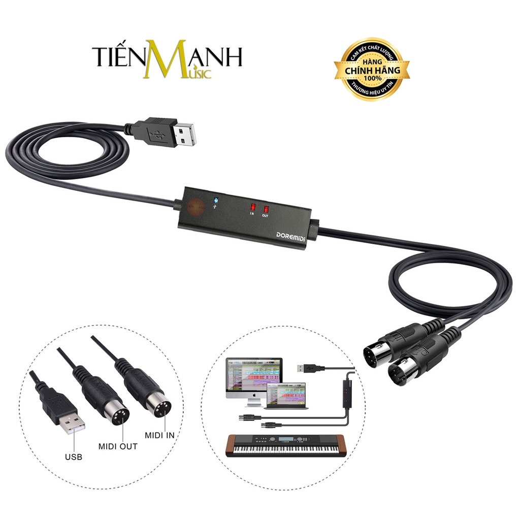 [Chính Hãng] Dây Cáp Midi USB-A DOREMiDi MTU10 Cable Cao Cấp Cho Đàn Piano, Organ, Keyboard MTU-10
