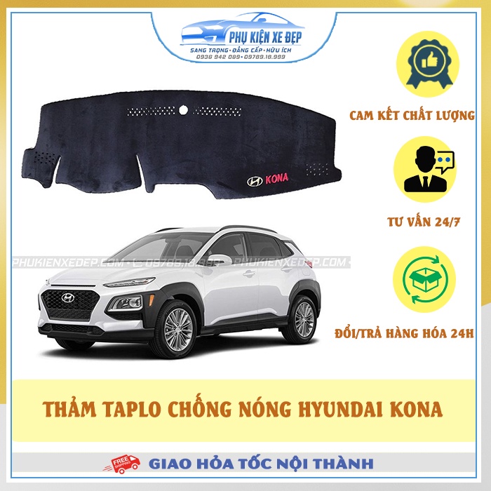 Thảm taplo ô tô lông cừu HÀNG LOẠI I xe HYUNDAI KONA [MỚI NHẤT - FREESHIP] có 3 lớp chống trượt