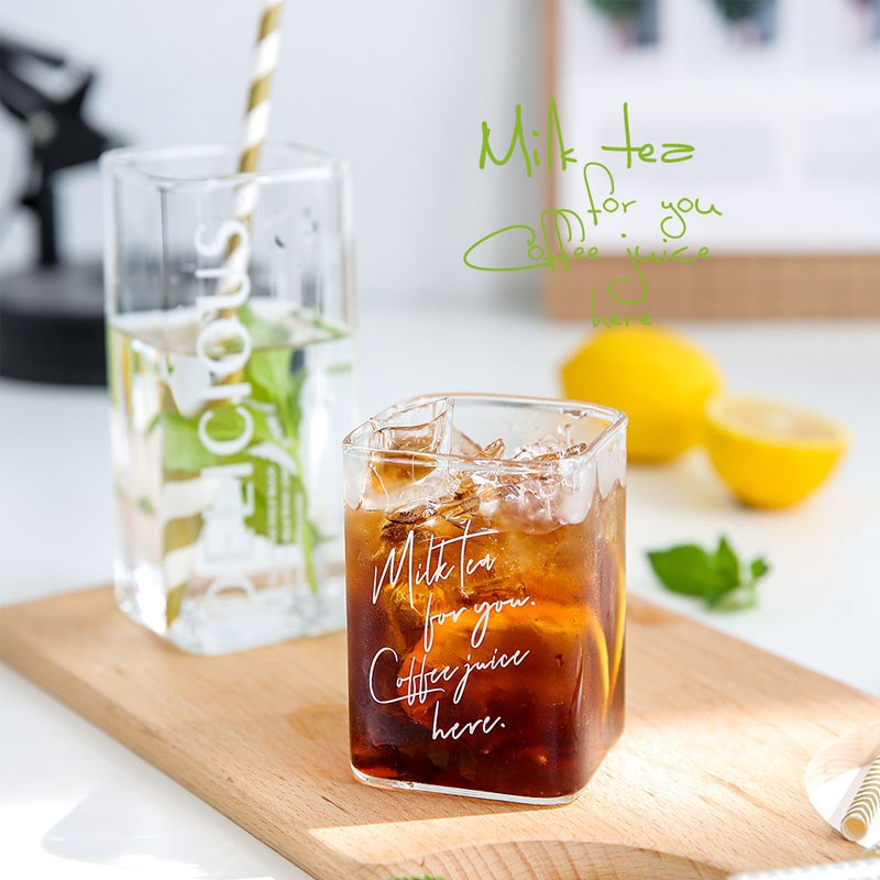 Ly SWEEJAR bằng thủy tinh hình vuông in chữ tiếng Anh đơn giản