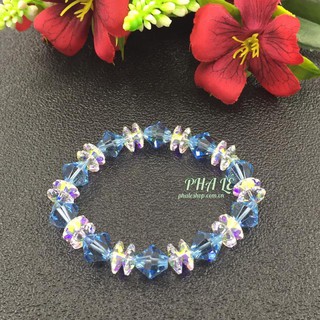 Vòng Tay Pha Lê Hoa Mai Trắng Xanh Được Thiết Kế Từ Pha Lê Swarovski