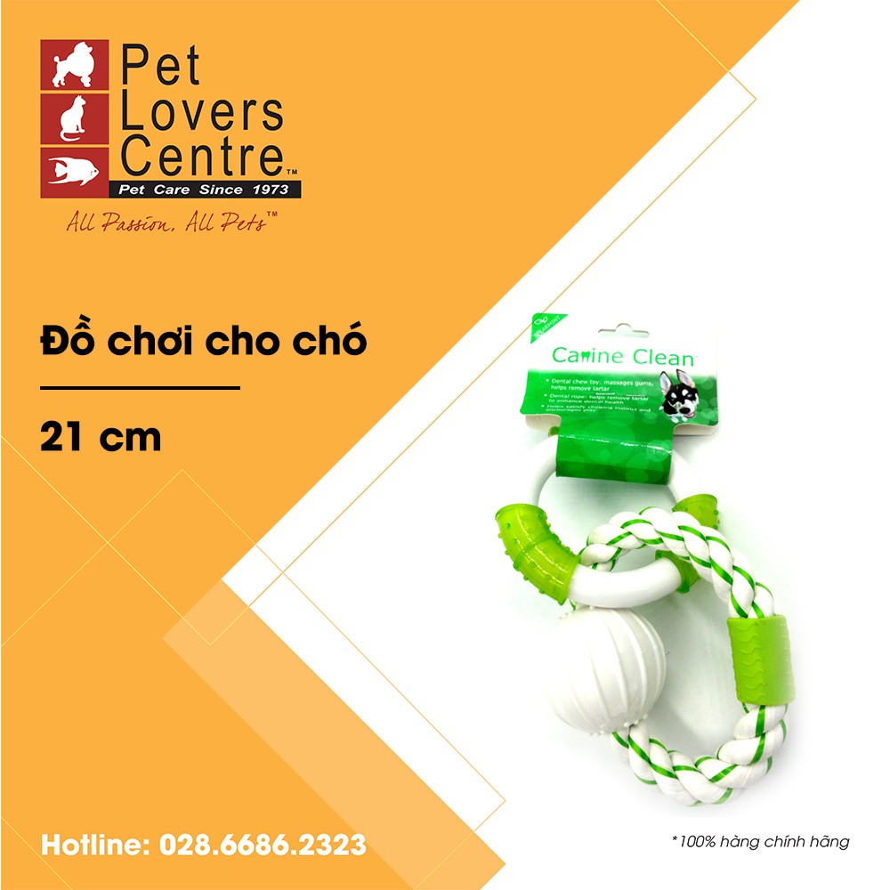 Đồ chơi cho chó CANINE CLEAN  DOUBLE RINGS - NYLON &amp; ROPE WITH NYLON BALL (GREEN)