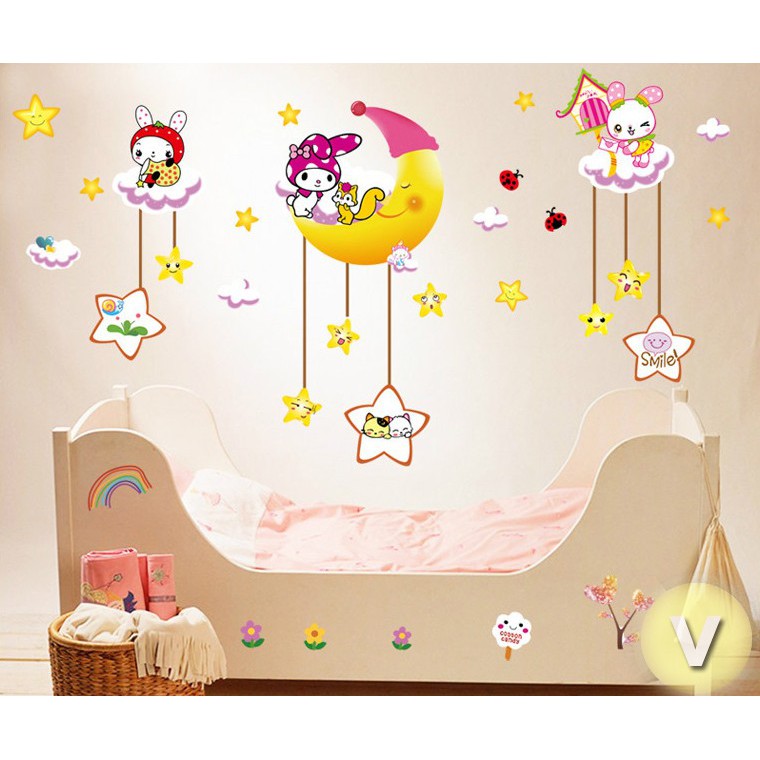 Decal dán tường Thỏ trăng