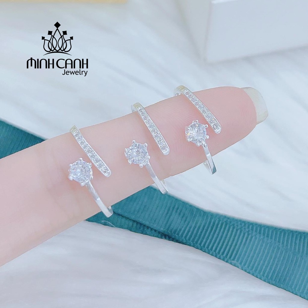 Nhẫn Bạc 6 Chấu Đính Đá Dáng Hở Freesize - Minh Canh Jewelry