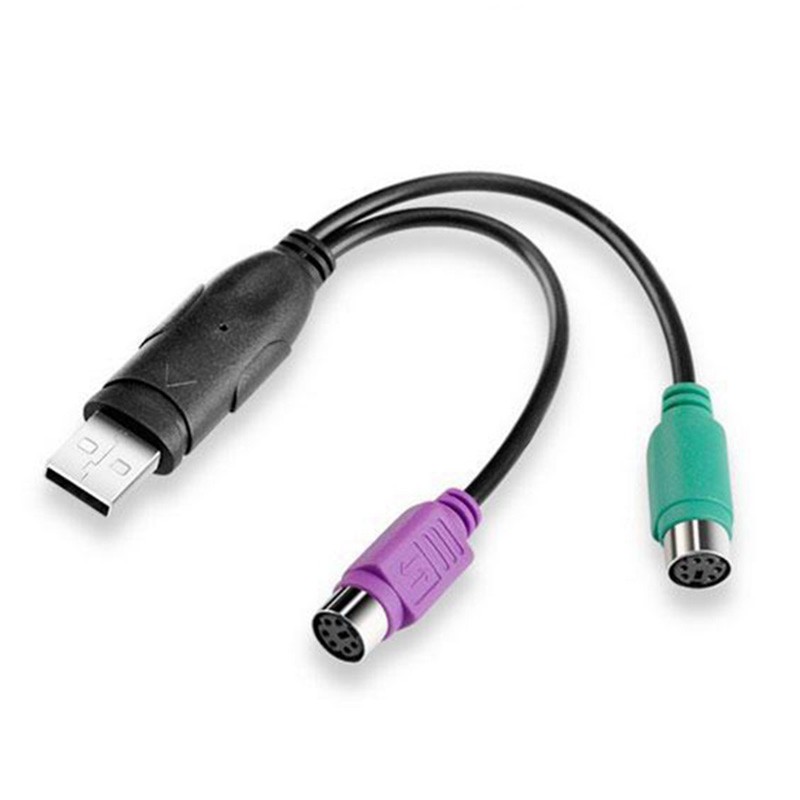 2PCS PS2 to USB Adapter Cable Dual PS2 Female to USB Male Converter Adapter for PC Laptop Mouse Keyboard