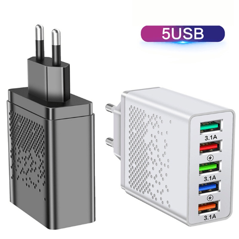 Củ Sạc Nhanh 60W 5 Cổng USB QC 3.0 Cho Samsung Xiaomi HuaWei