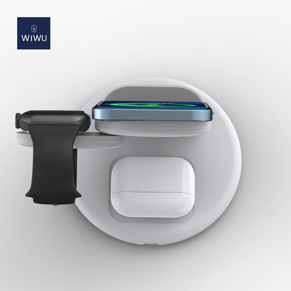Wiwu Power Air 3in1 Wireless Charging Station Dock sạc không dây một lúc 3 thiết bị