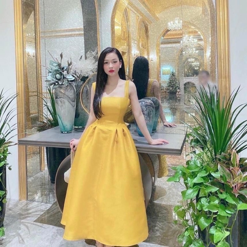 Đầm midi 🌵Đầm dự tiệc phom xoè hai dây có cúp ngực