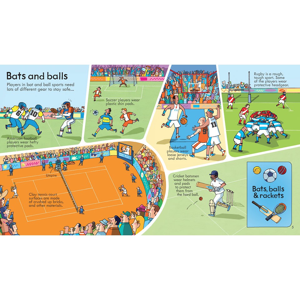 Sách lật mở khám phá Look Inside Sport Usborne chủ đề thể thao bóng đá cho trẻ em