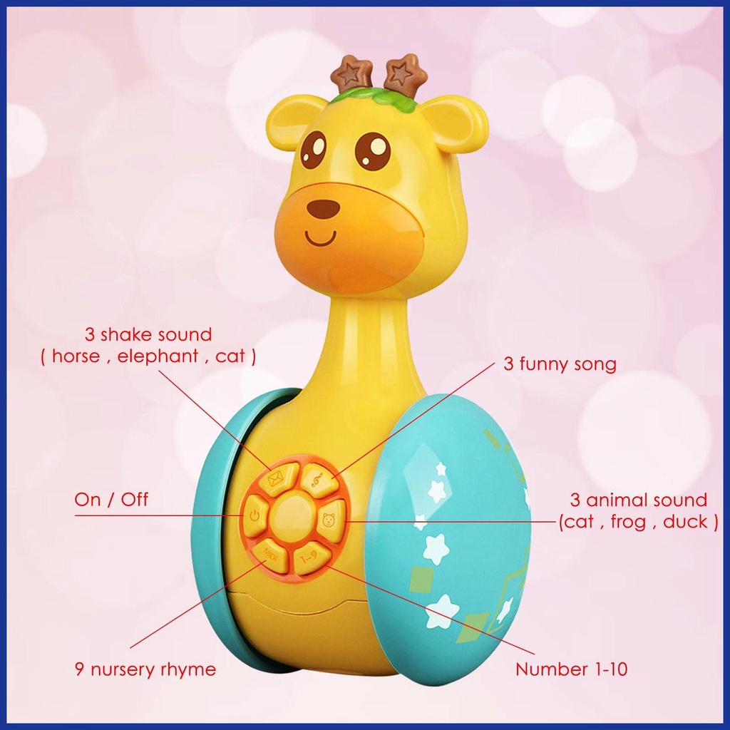 Đồ Chơi Lật Đật Hình Động Vật Có Nhạc Dễ Thương Cho Bé