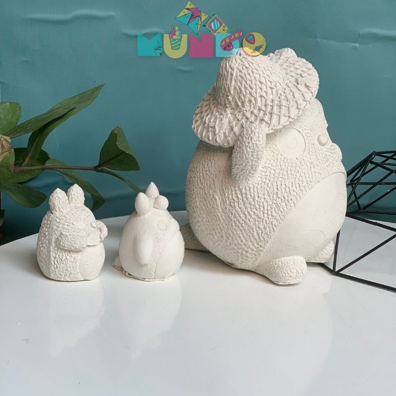 Combo 2 tượng tô màu cao cấp chọn mẫu SIZE M TOTORO MINI, tượng thạch cao MUNDO