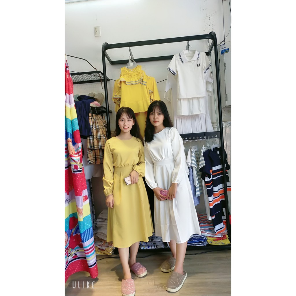 Áo đôi áo cặp 🎀FREESHIP🎀 Áo đôi nam nữ đẹp Set váy sơ mi đôi màu trắng và vàng Hàn Quốc AV89 NLi