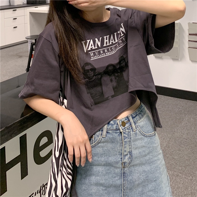 Áo Thun Nữ Ngắn Tay Cổ Tròn Form Rộng Thời Trang Hàn