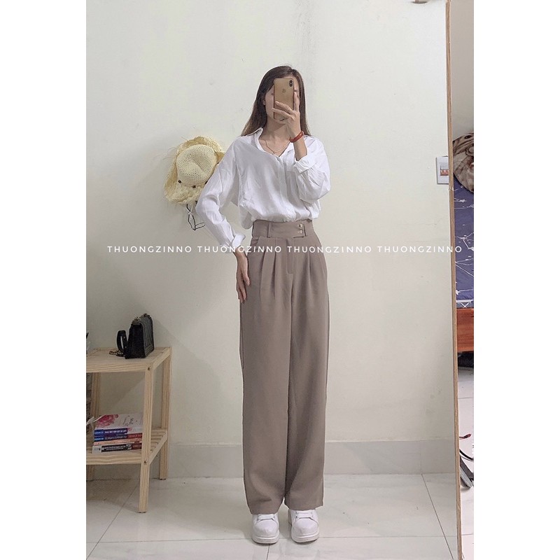 [Ảnh thật/Video] Quần ống rộng hack dáng vải lụa Hàn Phong cách Hàn quốc | BigBuy360 - bigbuy360.vn