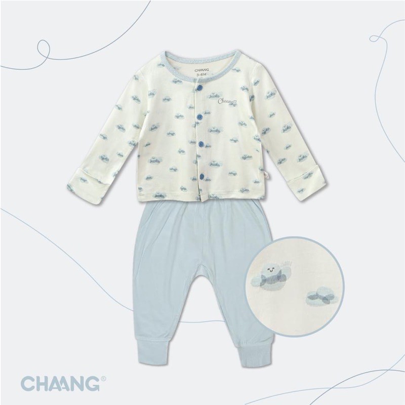 Bộ dài tay cúc giữa hoạ tiết chuột Chaang