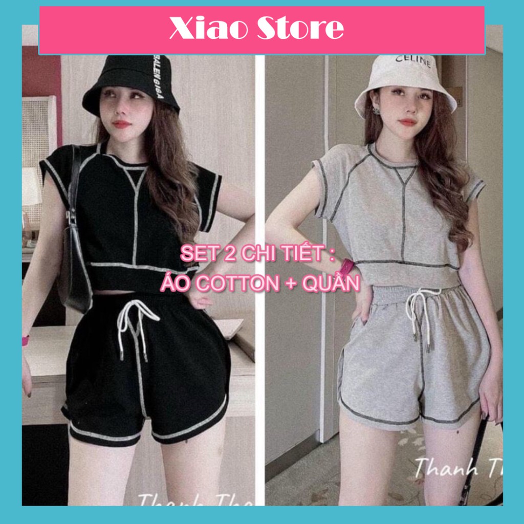 [BỘ THỂ THAO] Set Trang Phục Nữ, Set Đồ Bộ Nữ Dáng Thể Thao Áo Tanktop Phối Quần Ngắn -bộ thể thao quần đùi cotton phối