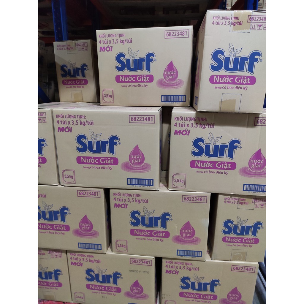 SURF Túi Nước Giặt 3.5kg 3.5 kg Hồng Cỏ Hoa diệu Kỳ có nắp vặn