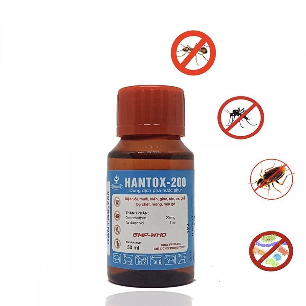 HANTOX 200 loại 50ml Diệt côn trùng , muỗi, gián, kiến, ruồi, bọ chét...