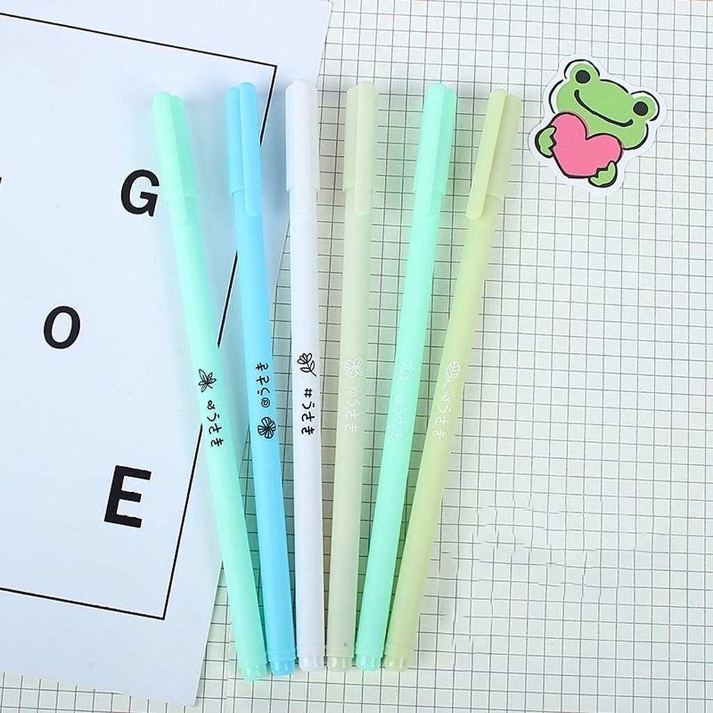 Set 6 Bút Bi Mực Đen Có Thể Thu Gọn Dễ Thương Cho Học Sinh