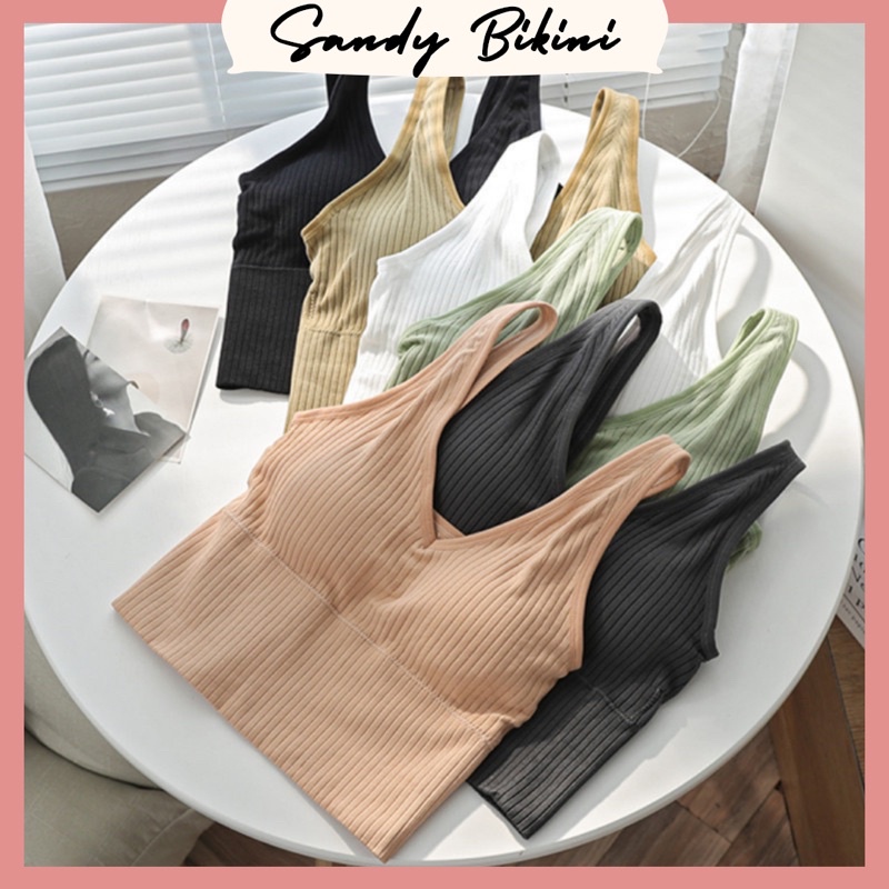 Áo Bra Nữ Tăm Dáng Lửng Có Mút Ngực Cao Cấp V90