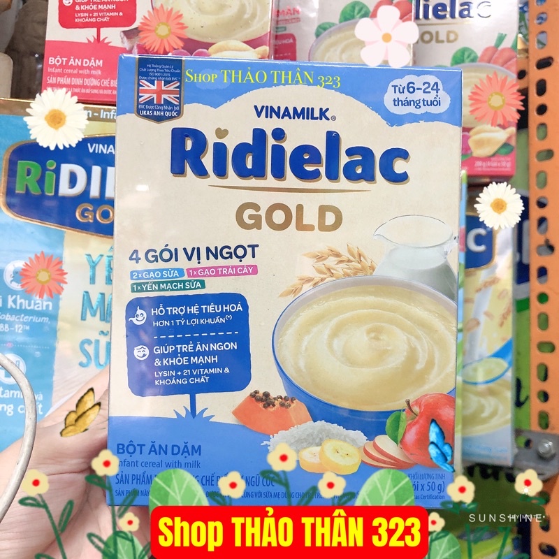 T07/2024- Bột Ăn Dặm RiDIELAC Gold 4GÓI VỊ NGỌT- 4GÓI VỊ MẶN 200g