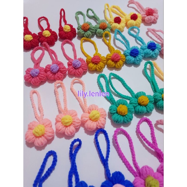 Dây hoa móc khóa treo túi xách bằng len