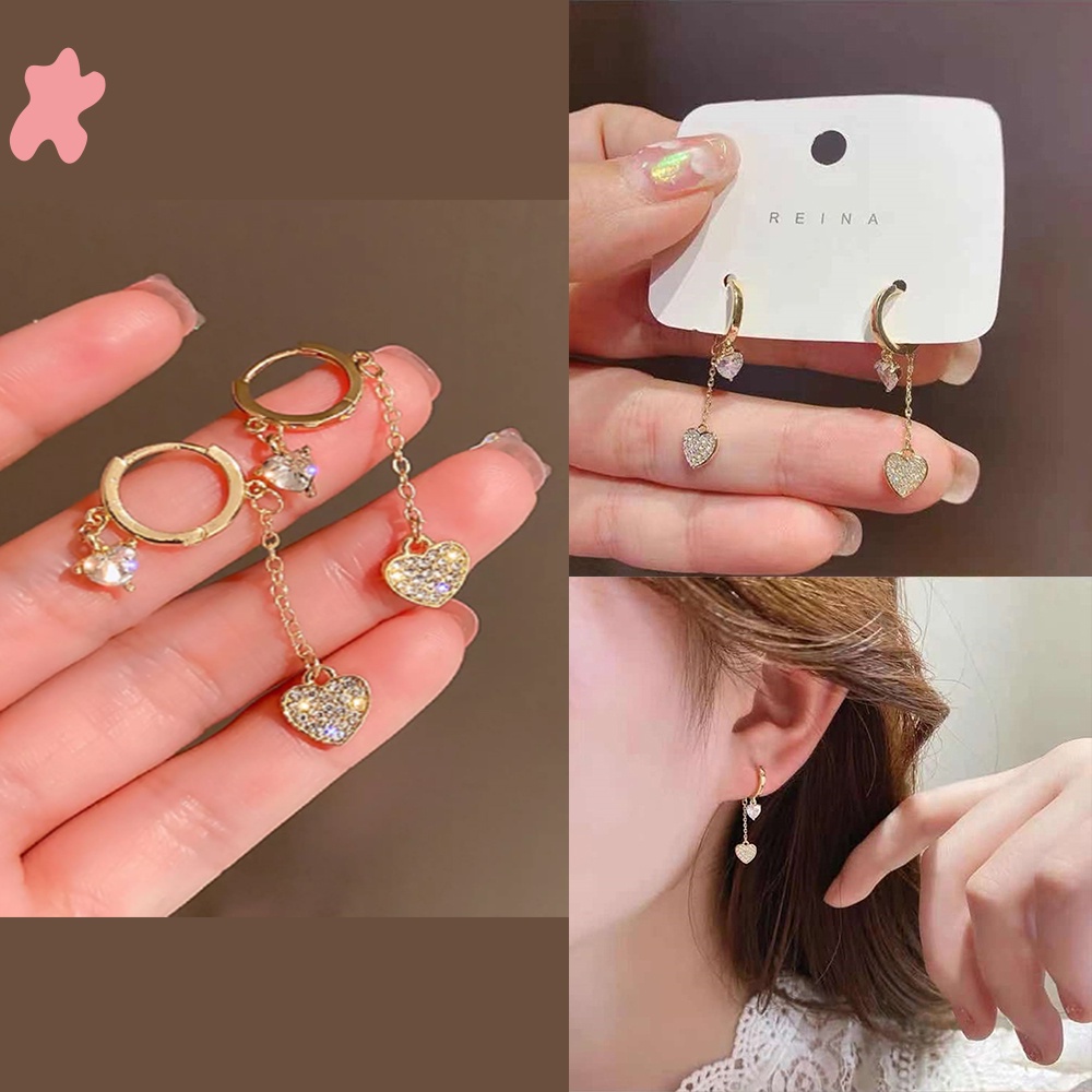 ★★★ 1 Đôi Bông Tai Hình Trái Tim Tua Rua Thời Trang Mùa Hè Mới