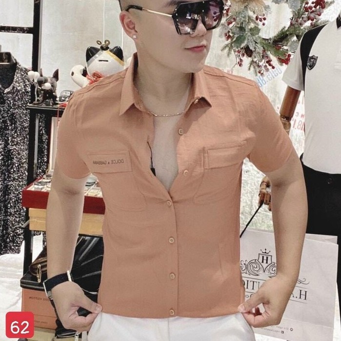 Áo sơ mi nam ngắn tay chất đũi không nhăn dáng ôm body nhiều mẫu PN ms62