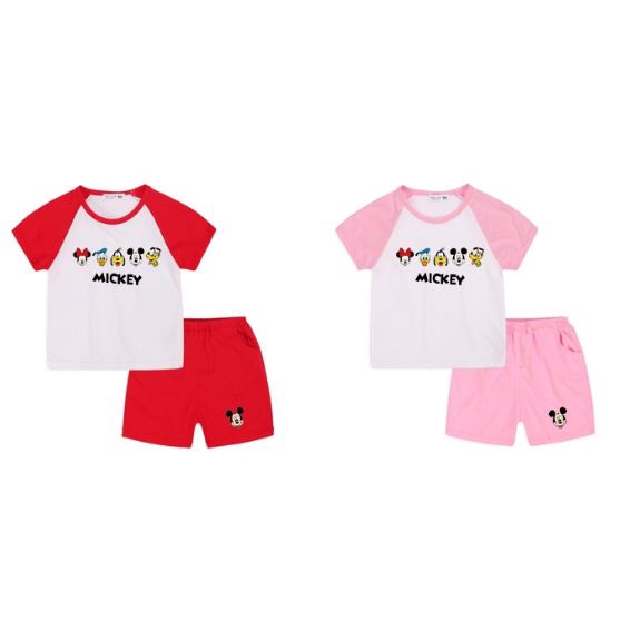 Set Áo Thun Tay Ngắn 100% Cotton 6 Màu &amp; Quần Dài Cho Bé