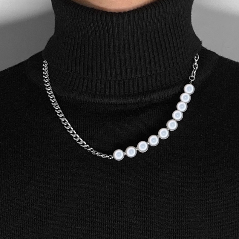 Vòng cổ Đính Ngọc Trai Phản Quang Phong Cách Hip Hop Cá Tính