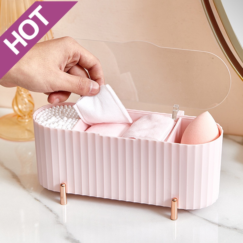 Hộp Đựng Bông Tẩy Trang Bằng Cotton Trong Suốt Kèm Nắp Chống Bụi Sang Trọng