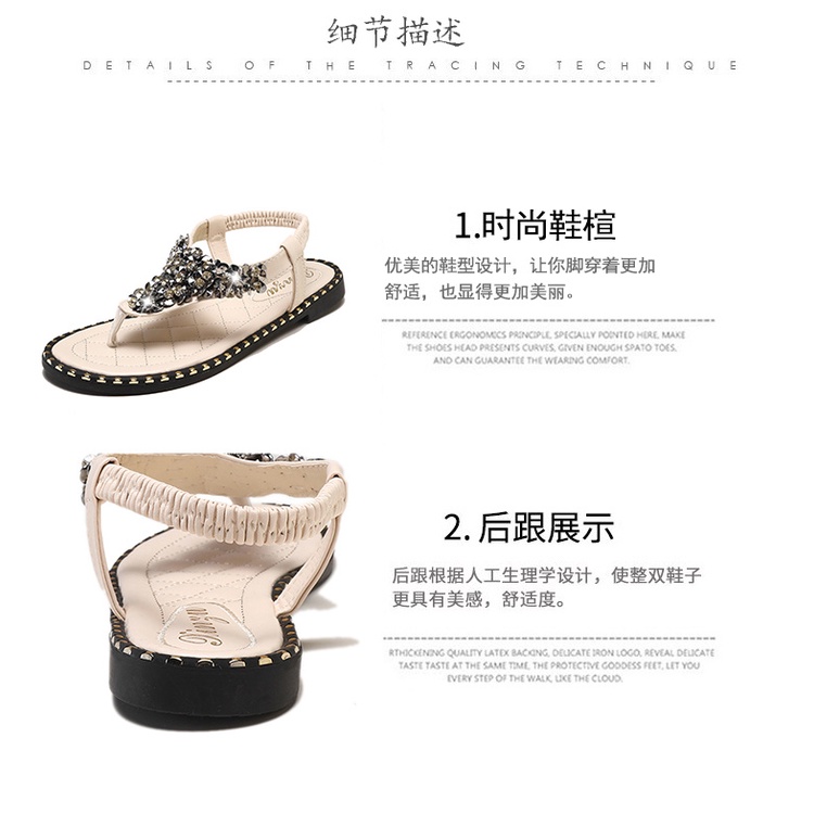 Dép Sandal Hở Ngón Đính Đá Size Lớn 35-43 41 Thời Trang Mùa Hè Cho Nữ 42