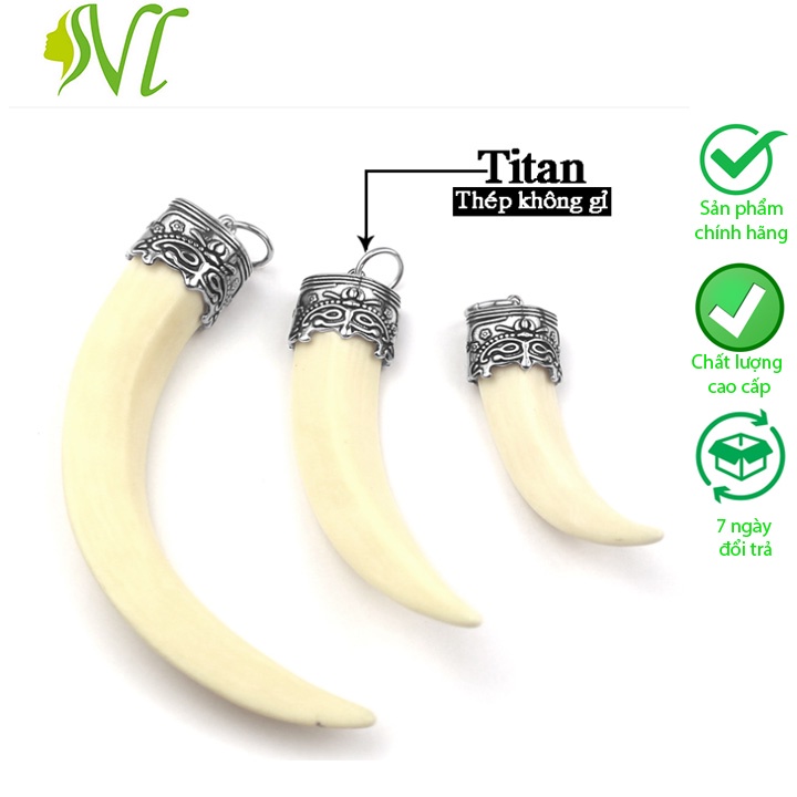 Mặt dây chuyền nanh giả  người đẹp vì lụa  đầu titan xịn xò sài nước tốt  sài nước không đen dị ứng