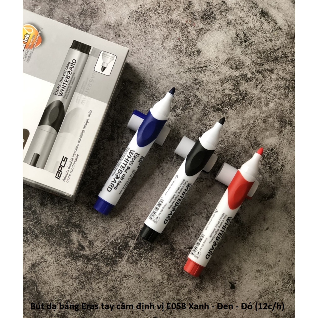 Bút viết bảng tay cầm định vị êm Eras 058 - có ghờ chống lăn, mực đậm dễ xóa, phong cách hiện đại - vpp Diệp Lạc (sỉ/lẻ)