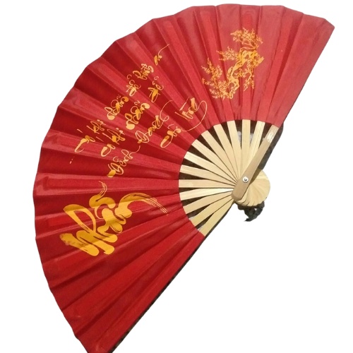 Quạt vải xếp chữ thư pháp cầm tay tiện dụng rẻ đẹp