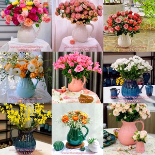 Lọ hoa tay cầm dáng bình sữa - lọ hoa men hỏa biến bát tràng