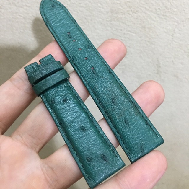 Dây đồng hồ da bụng đà điểu - Xanh cổ vịt