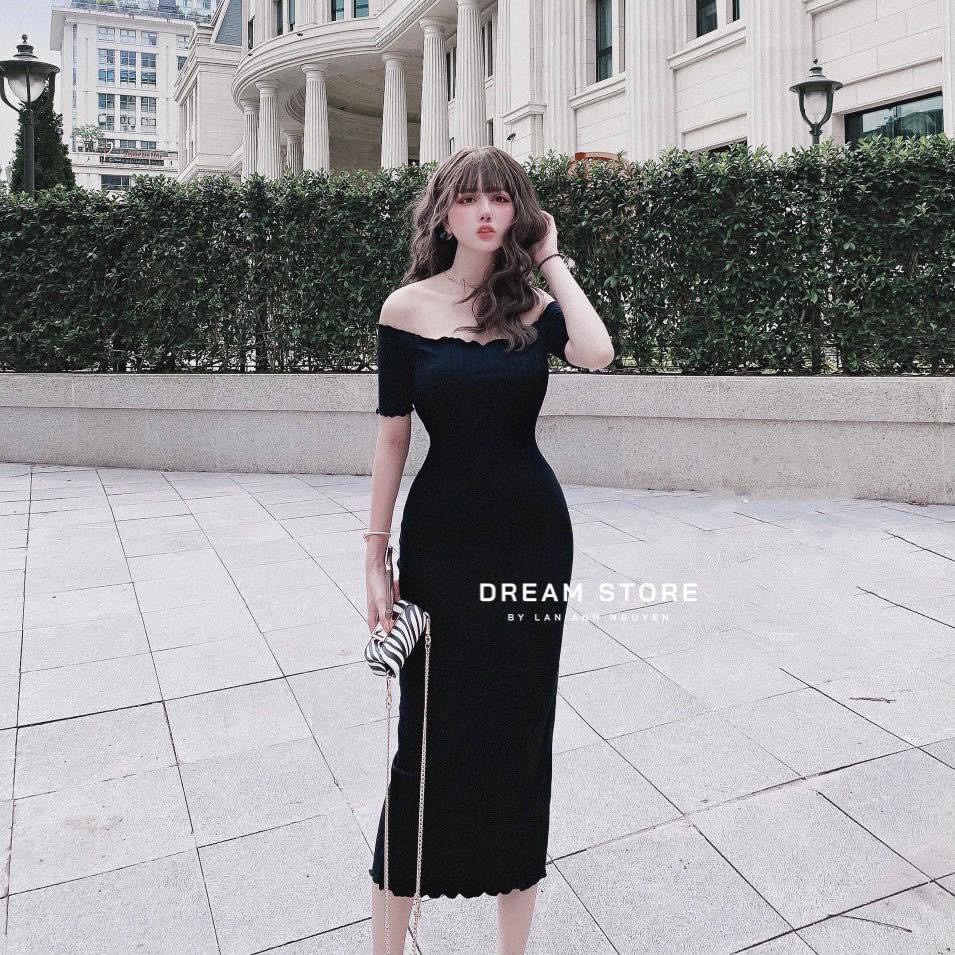 [MẪU MỚI] Đầm Body Trễ Vai Phom Dài Tay Ngắn Chất Thun Gân Thích Hợp Mặc Đi Tiệc Đi Làm Đi Chơi | BigBuy360 - bigbuy360.vn
