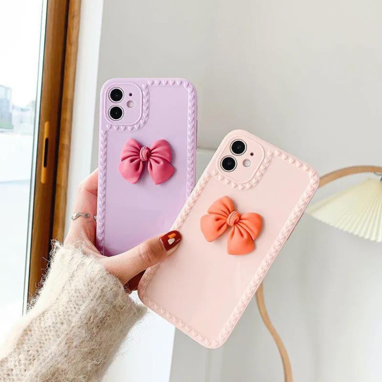 Ốp Lưng Iphone Gắn Nơ Bảo Vệ Cam 5/5s/6/6plus/6s/6splus/7/7plus/8/8plus/x/xr/xs/11/12/pro/max/plus/promax