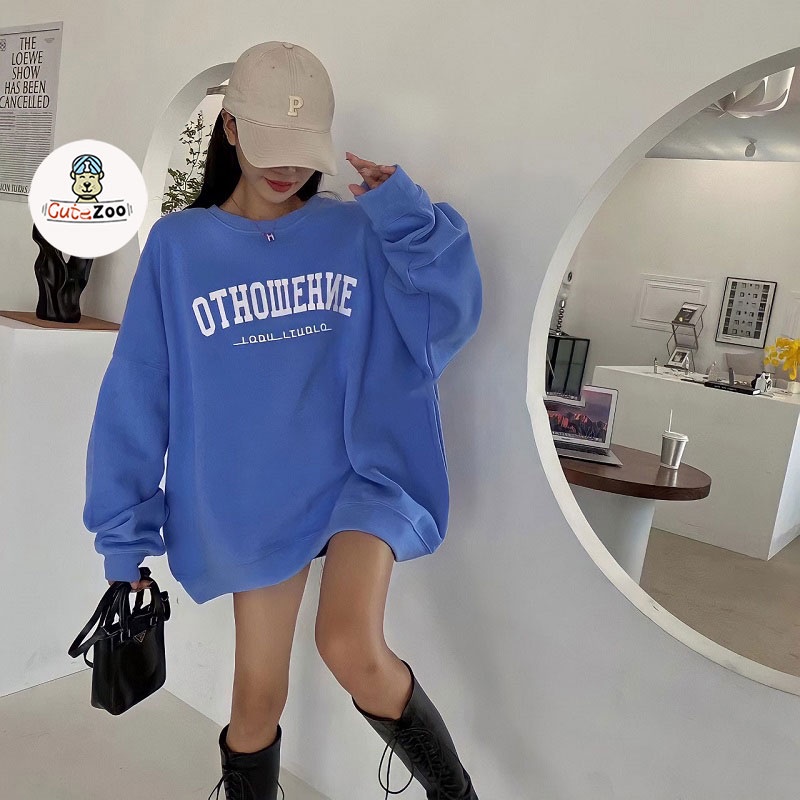 Áo nỉ sweater nữ form rộng dài tay chất nỉ Áo sweater OTTO trending Hàn Quốc - CUTE_ZOO