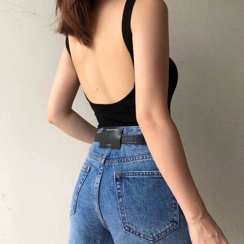 Áo bodysuit 2 dây bản to hở lưng co giãn ôm sát cotton 1 lớp | BigBuy360 - bigbuy360.vn