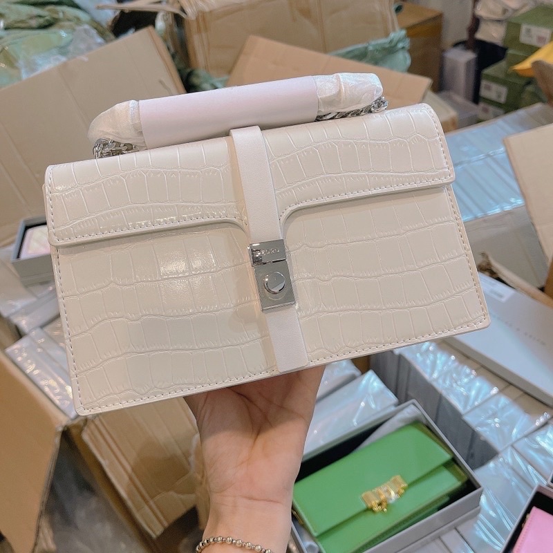 Túi pê rô vân rắn 2 ngăn size 24 chuẩn xuất sịn