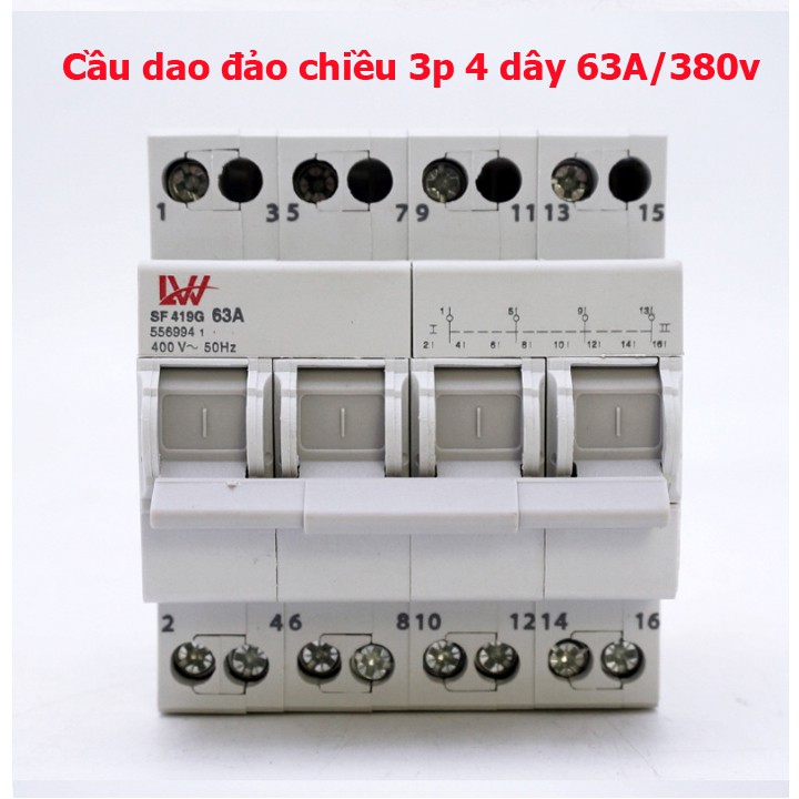 Cầu dao đảo chiều dạng aptomat 3 pha 380V 63A LW, át đảo chiều, át chuyển đổi 2 nguồn điện