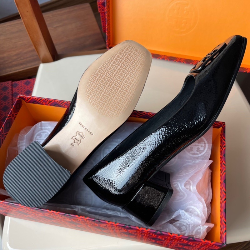 Giày cao gót mũi vuông da thật cao cấp thương hiệu Tory Burch