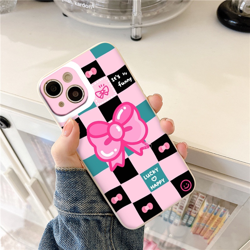 Ốp lưng iphone 11 nơ caro dễ thương cạnh vuông bảo vệ camera cho ip 6/6+/7/7+/8/8+/X/Xs/Xsm/11/11PM/12/12pro/13/13promax
