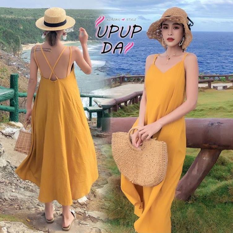 Sỉ Váy Maxy - Đầm cami đan lưng chất đũi xước đẹp [Yến Trần]